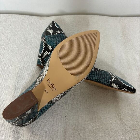 Botkier Stella Blue Snakeskin Leather Pointed Toe Block Heel Pumps Size 9.5 - Picture 9 of 11
